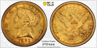 1892-CC $5 AU55