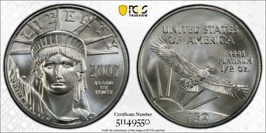 2007 $50 Statue of Liberty First Strike MS70