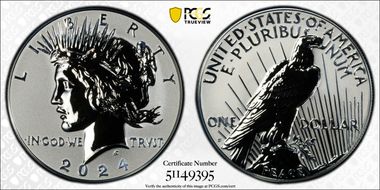 2024-S $1 Peace Dollar Rev PR Two-Coin Reverse Proof Set First Strike PR69
