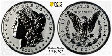 2024-S $1 Morgan Dollar Rev PR Two-Coin Reverse Proof Set First Strike PR69