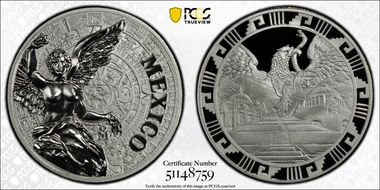 (2016)-Mo Medal "Mexican Elements" Ag 1oz Later Type PR70DCAM