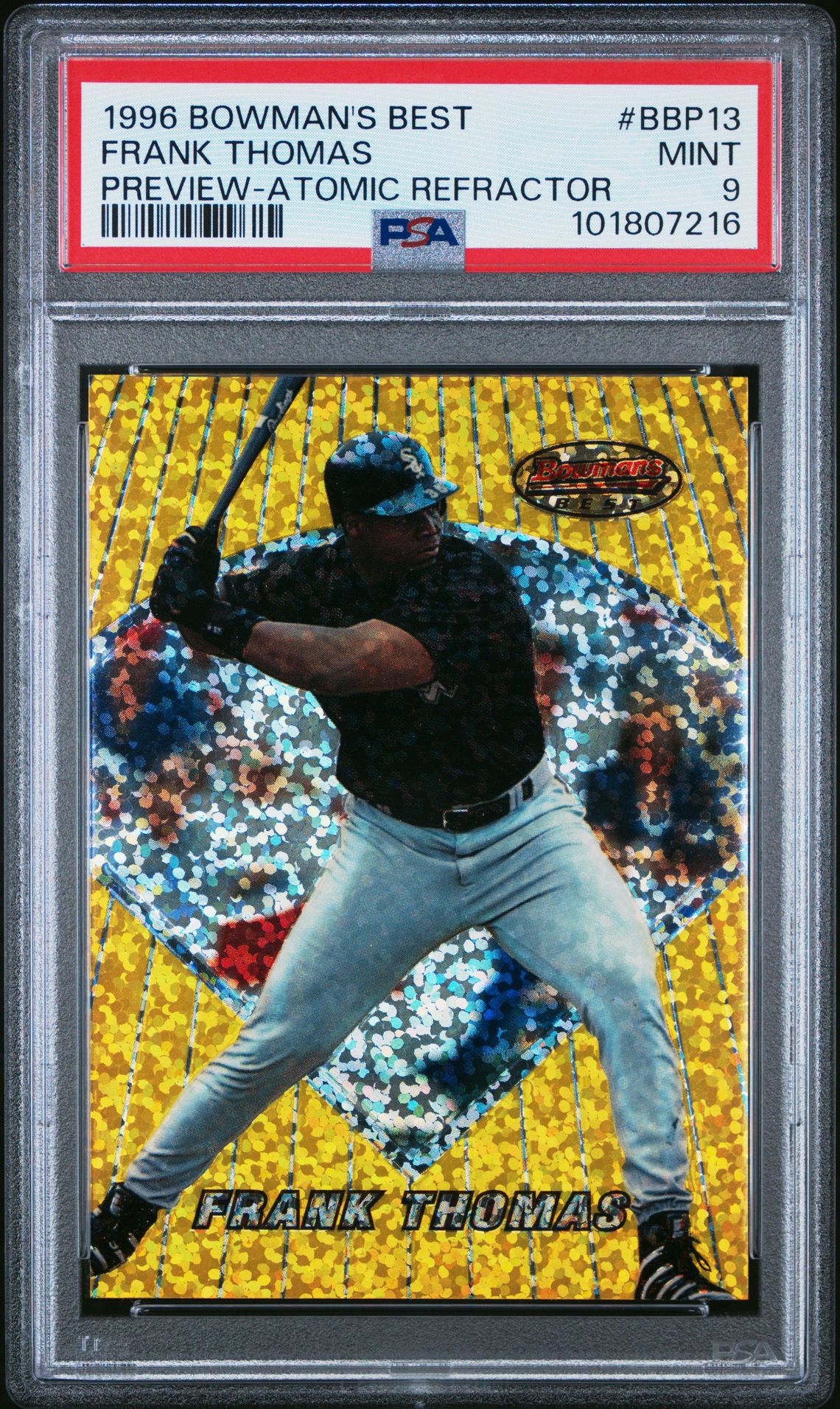 1996 Bowman BOWMAN'S BEST PREVIEW PREVIEW-ATOMIC REFRACTOR #BBP13 Frank Thomas front