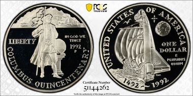 1992-P $1 Columbus PR69DCAM