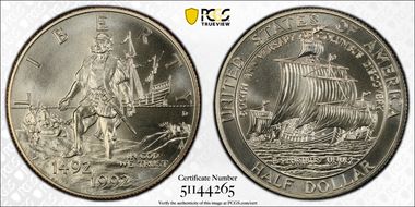 1992-D 50C Columbus MS69