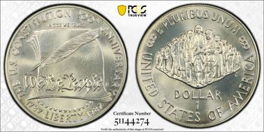 1987-P $1 Constitution MS68