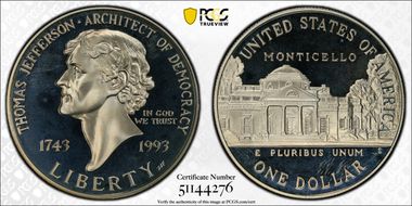 1993-S $1 Jefferson PR68DCAM
