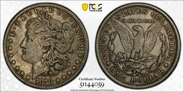 1878 8TF $1 VAM 6, Pierced Eyelid VF20