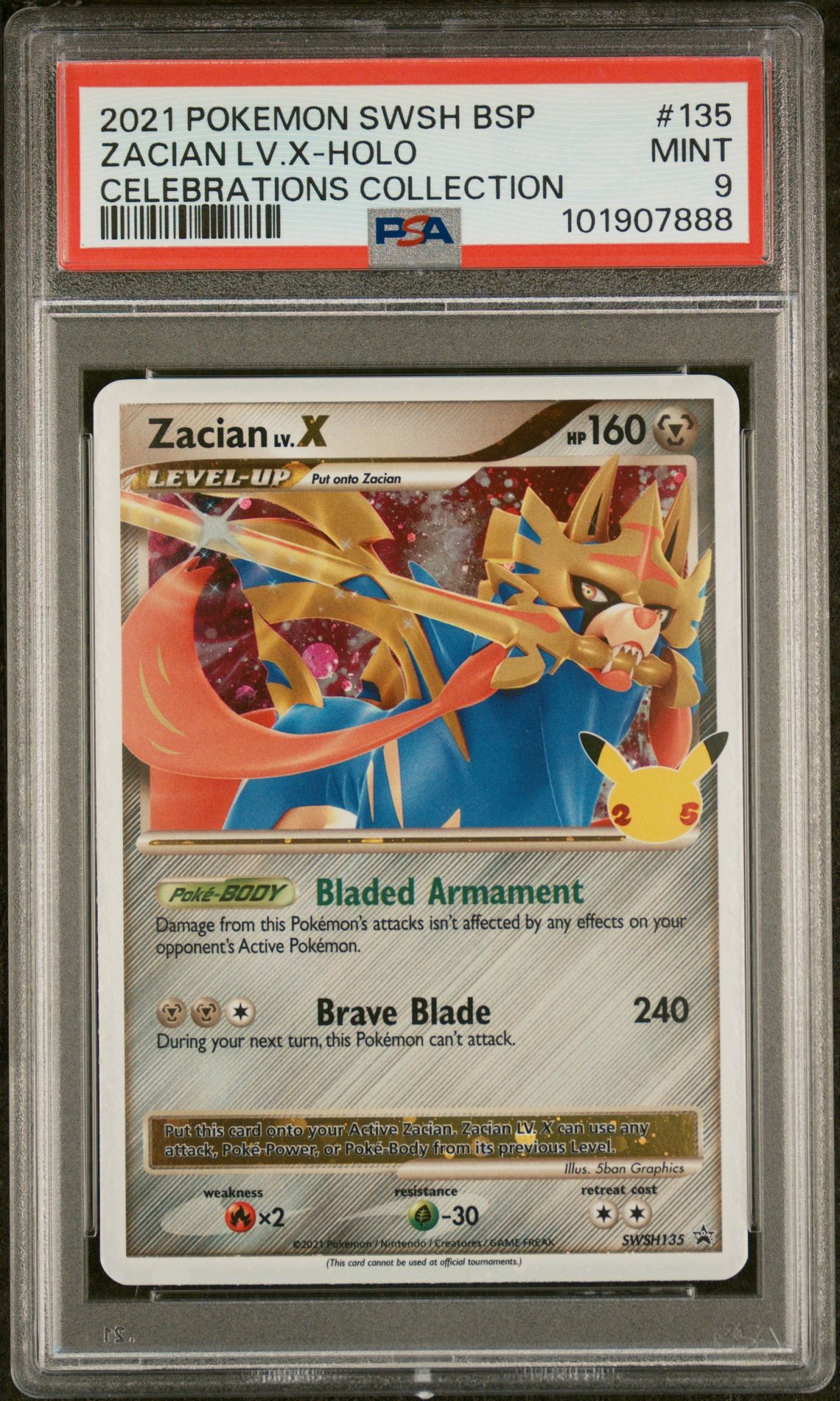2021 Pokemon POKEMON SWSH BLACK STAR PROMO Celebrations Collection Zacian Lv.X-Holo front