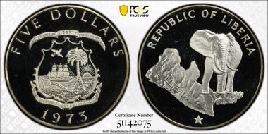 1973 $5 Elephant PR67DCAM