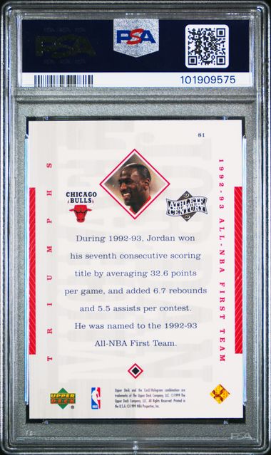1999 Upper Deck Mj Athlete Of The Century Michael Jordan #81 (Athlete Of The Century) Nm-Mt 8 back