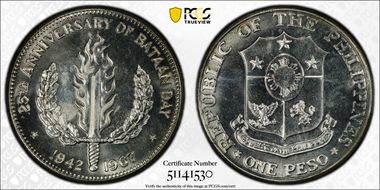 1967 Peso Bataan Day PL65