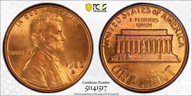 1982-D 1C Bronze MS66RD