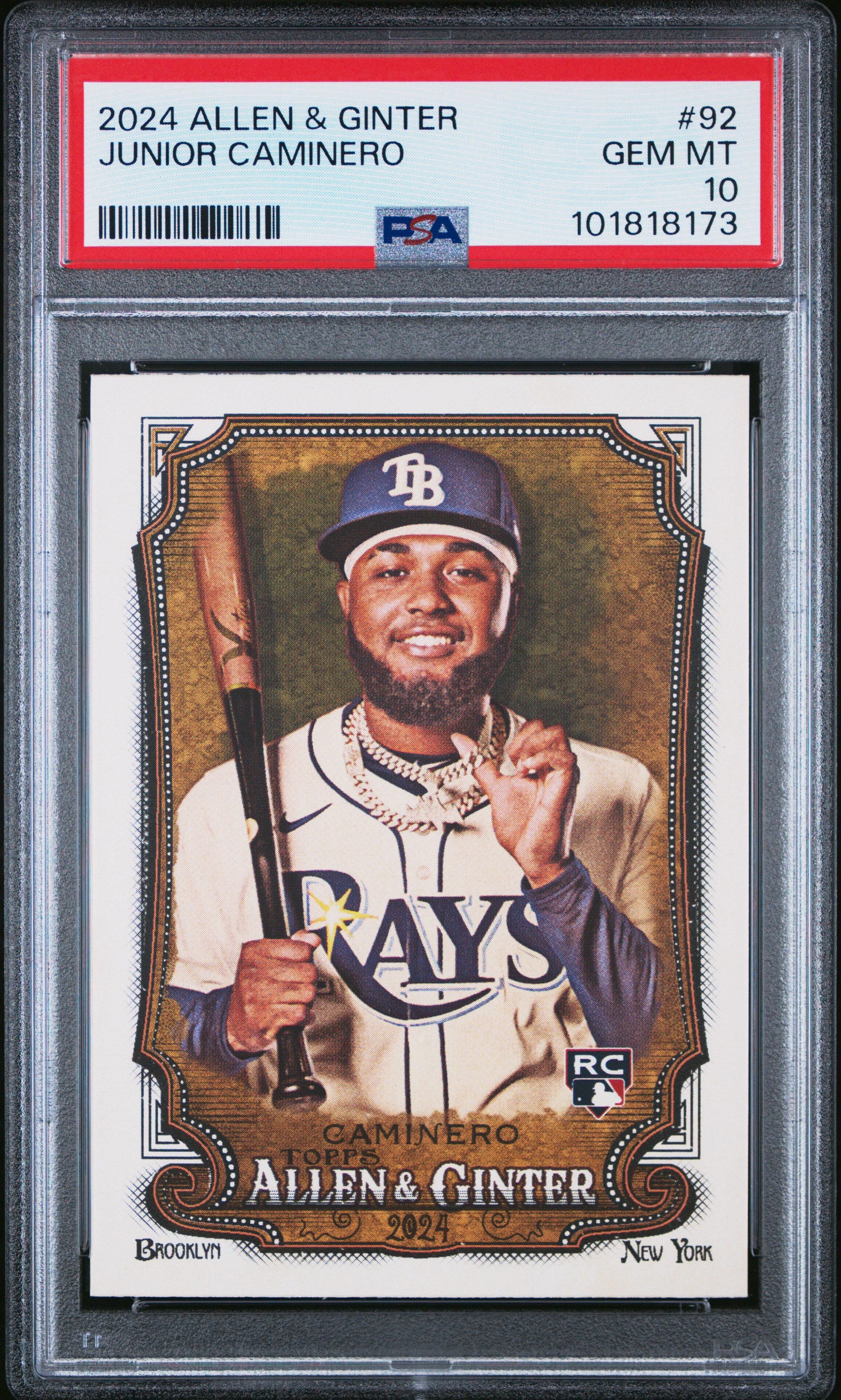 2024 Topps Allen & Ginter Junior Caminero #92 Gem Mt 10 front