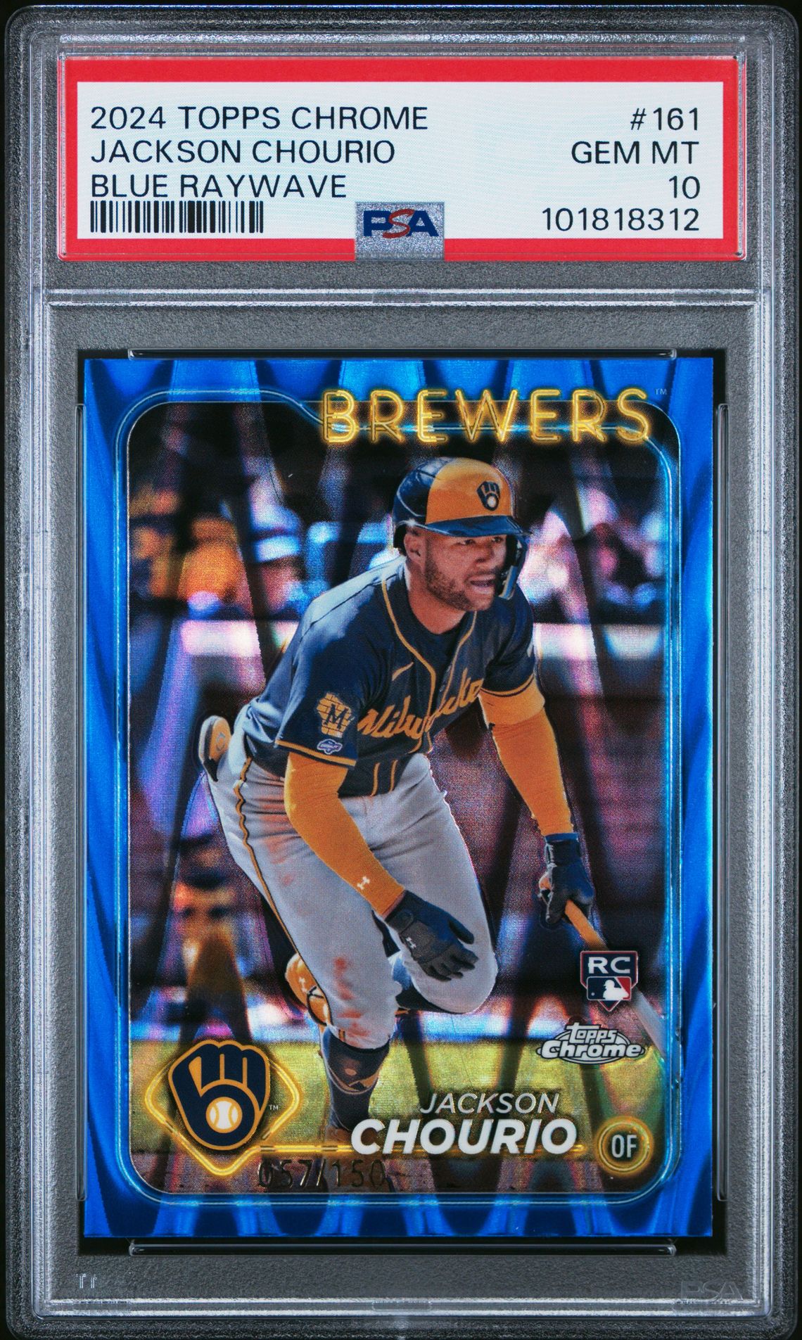 2024 Topps TOPPS CHROME BLUE RAYWAVE #161 Jackson Chourio front