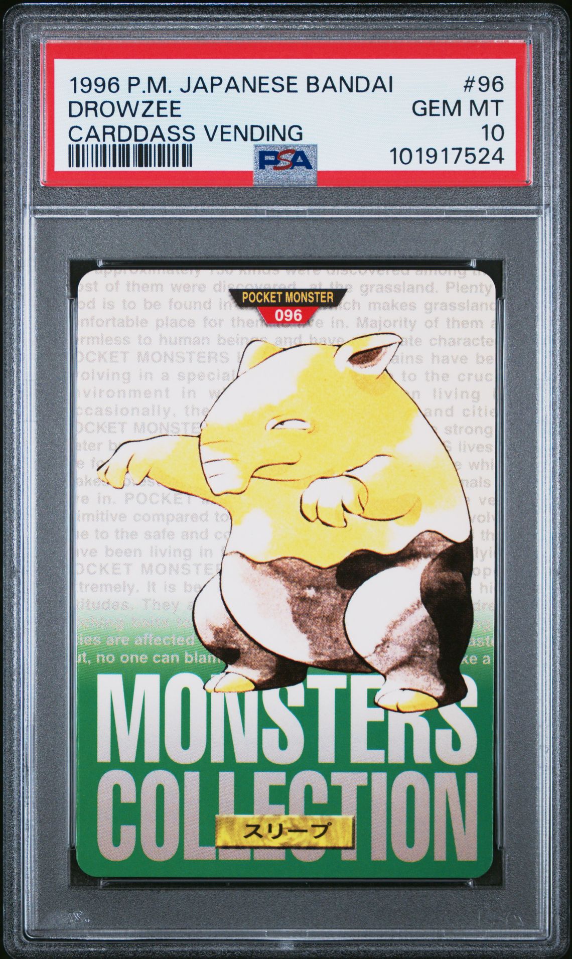 Drowzee card, green version, PSA 10