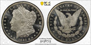 1885-CC $1 MS62DMPL