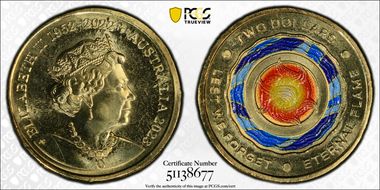 2023 $2 35th Ann $2 Coin Set Colorized Lest we Forget-Eternal Flame MS67