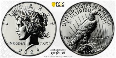 2024-S $1 Peace Dollar Rev PR Two-Coin Reverse Proof Set First Strike PR70