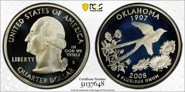 2008-S 25C Oklahoma Silver PR69DCAM
