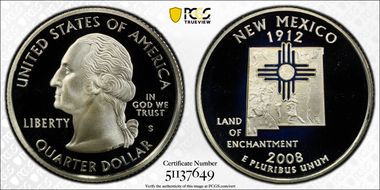 2008-S 25C New Mexico Silver PR70DCAM