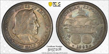 1893 50C Columbian MS63