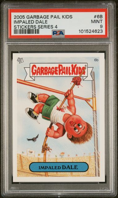 2005 Garbage Pail Kids GARBAGE PAIL KIDS STICKERS SERIES 4 STICKERS SERIES 4 #6B Impaled Dale front