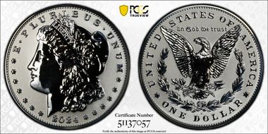 2024-S $1 Morgan Dollar Rev PR Two-Coin Reverse Proof Set First Strike PR69