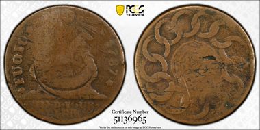 1787 Fugio 1C States United, 4 Cinq N1BN