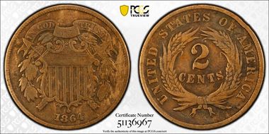 1864 2C Large Motto N1BN