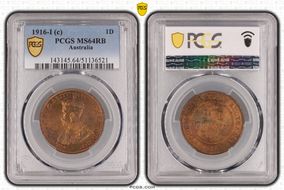 1916-I (c) 1D KM-23 MS64RB