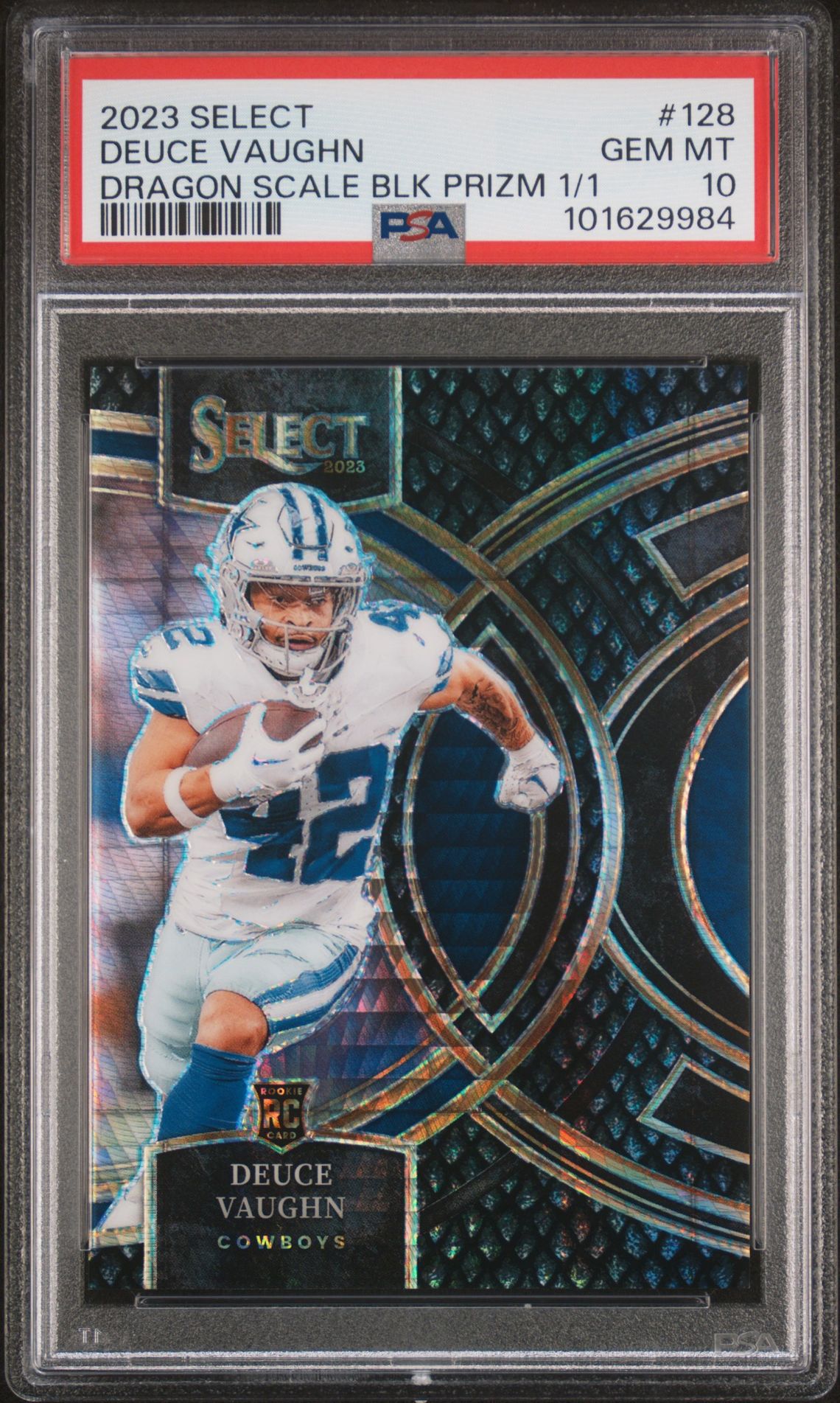 2023 Panini Select Deuce Vaughn #128 (Dragon Scale Blk Prizm 1/1) Gem Mt 10 front