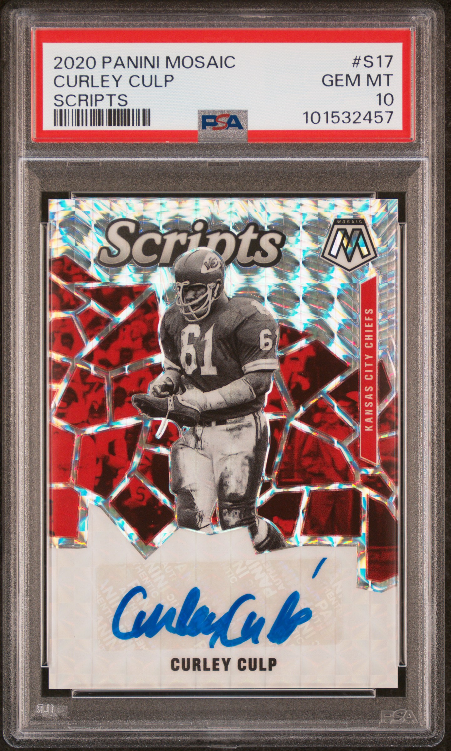 2020 Panini Mosaic Scripts Curley Culp #S17 (Scripts) Gem Mt 10 front