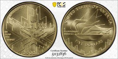 2002-W $5 Salt Lake City MS70