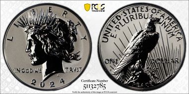 2024-S $1 Peace Dollar Rev PR Two-Coin Reverse Proof Set PR70