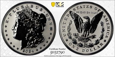 2024-S $1 Morgan Dollar Rev PR Two-Coin Reverse Proof Set PR70