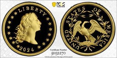 2024 $1 Flowing Hair High Relief Au 230th Anniversary First Strike PR70DCAM