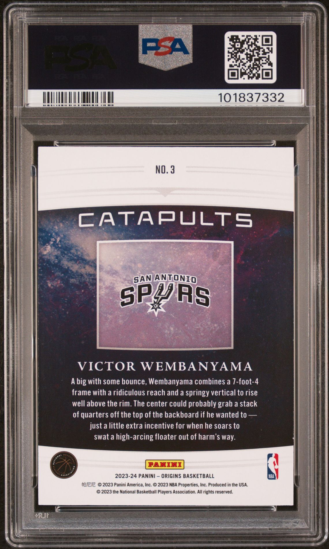2023 Panini Origins Catapults Victor Wembanyama #3 Mint 9 back