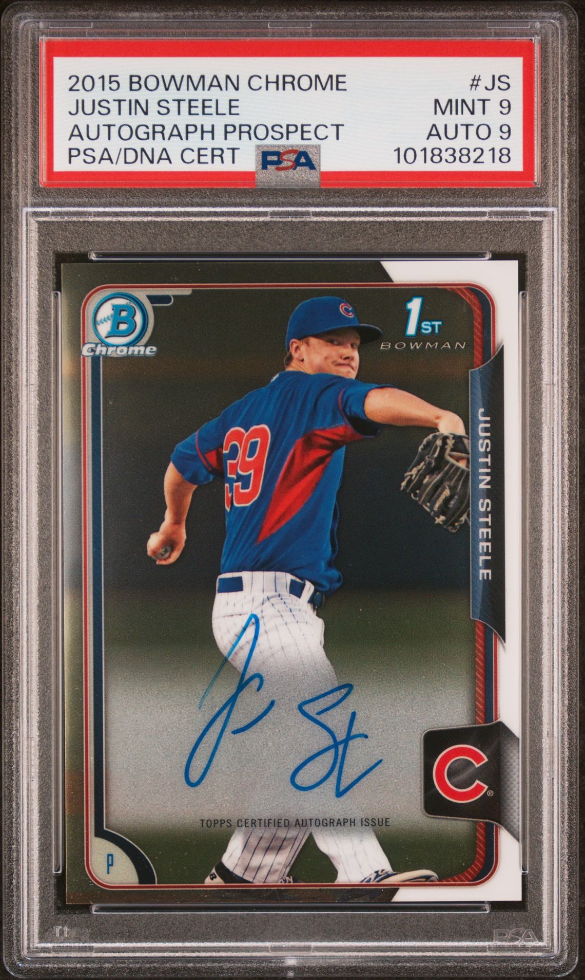 2015 Bowman BOWMAN CHROME AUTOGRAPH PROSPECT AUTOGRAPH PROSPECTCertificationPrimary Signer (1 Signer)JUSTIN STEELE #JS Justin Steele front