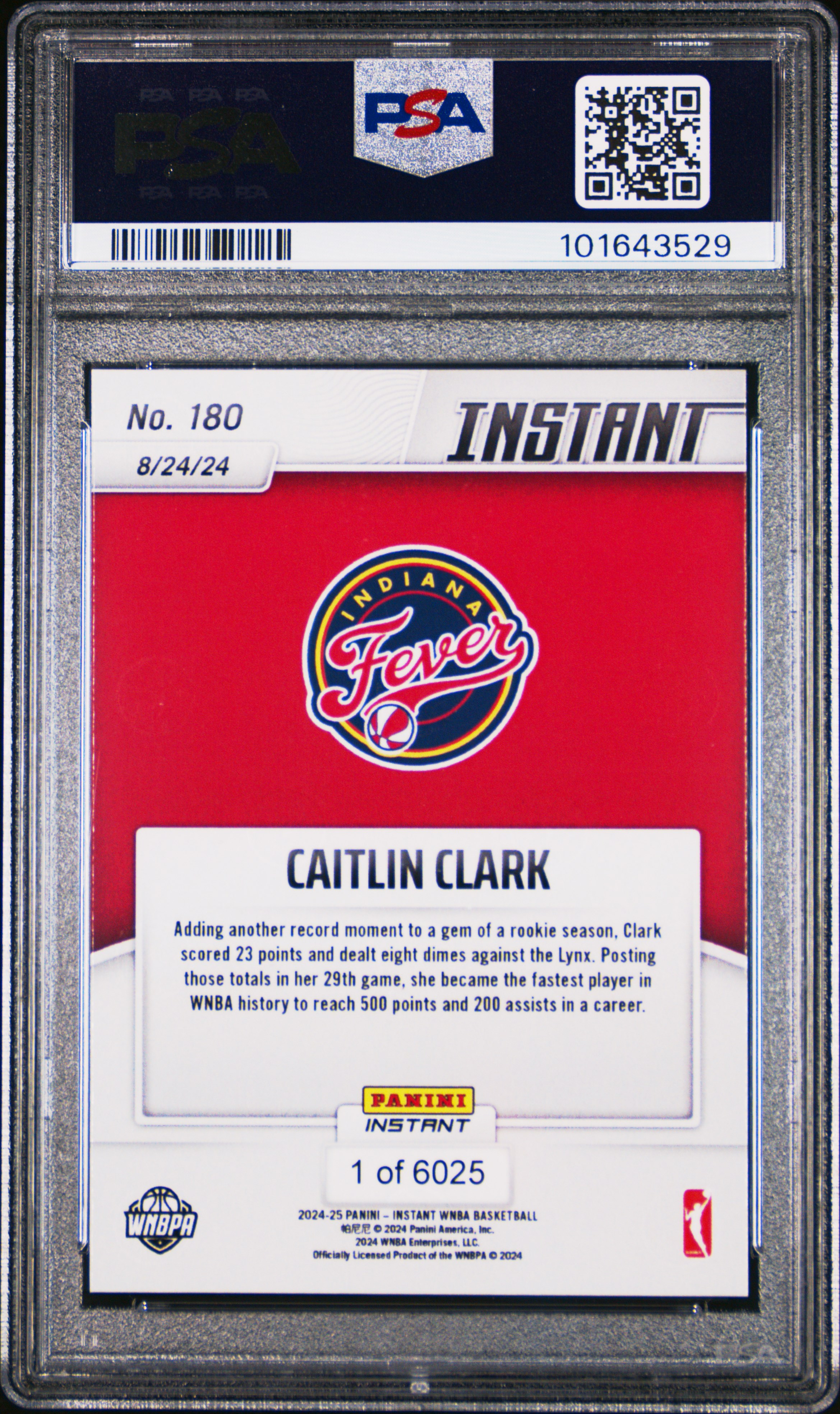 2024 Panini Instant Wnba Caitlin Clark #180 Gem Mt 10 back