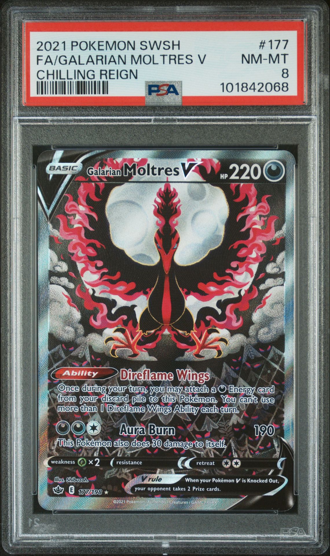 2021 Pokemon POKEMON SWORD & SHIELD CHILLING REIGN #177 Fa/Galarian Moltres V front