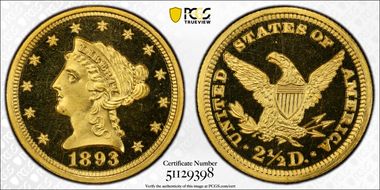 1893 $2.50 PR67DCAM