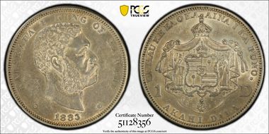 1883 $1 Hawaii AU53
