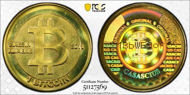 2011 1 BTC Casascius Bitcoin, Redeemed MS67