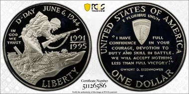1991-95-W $1 World War II PR69DCAM
