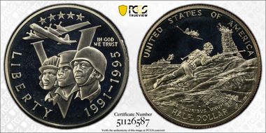 1991-95-P 50C World War II PR68DCAM