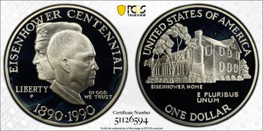 1990-P $1 Eisenhower PR69DCAM