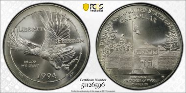 1994-W $1 P. O. W. MS69