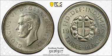 1937 3D S-4085 Silver Shield on Rose PR66