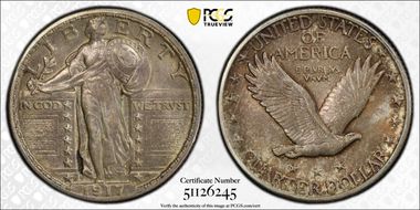 1917-D 25C Type 2 AU58