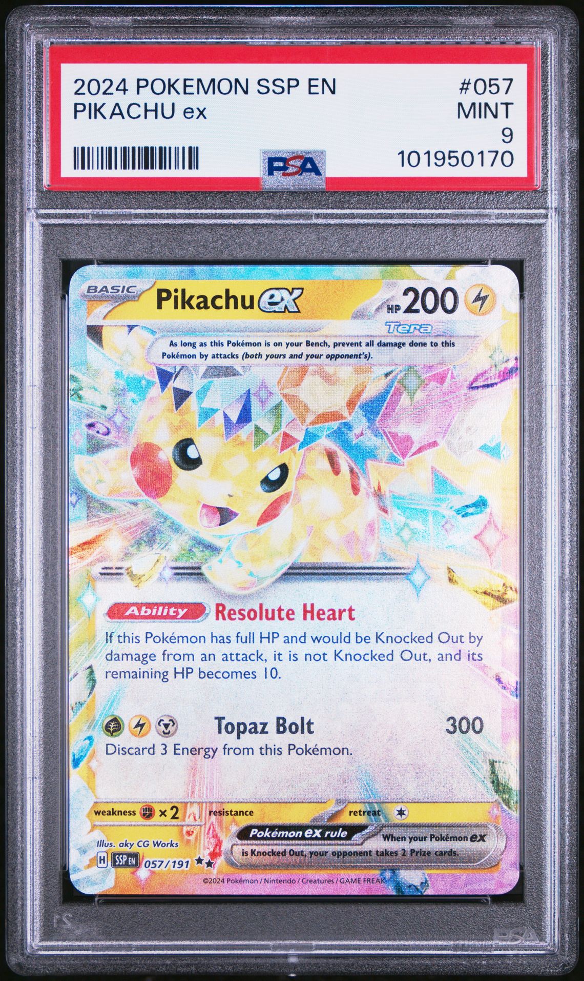 2024 Pokemon Ssp En-Surging Sparks Pikachu Ex #057 Mint 9 front
